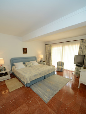 The master bedroom enjoys sea views at La Calma
