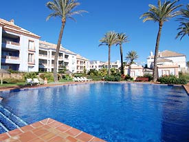 The pool overlooks the sea at La Perla, Estepona, Spain