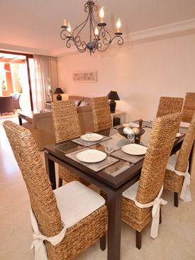 The indoor dining area at Menara Beach opens onto the front terrace at Menara Beach